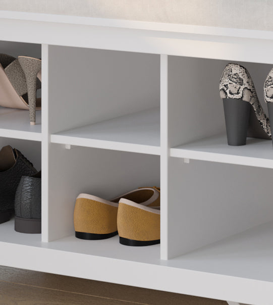 shoe storage bench cubby details