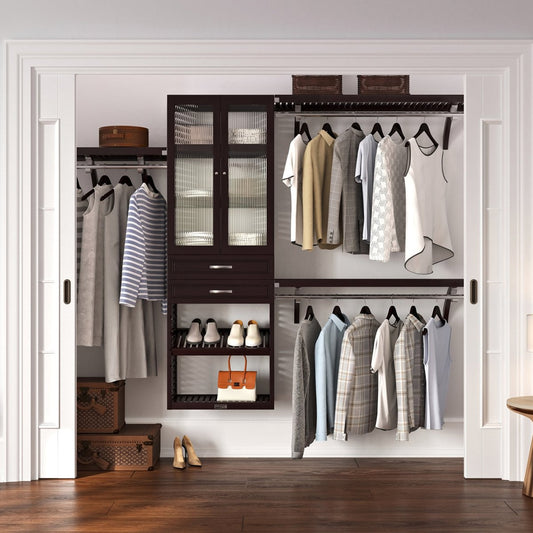 Solid Wood Closet Organizer with 2 Drawers and Doors Modern - John Louis Home - Closet Organizers