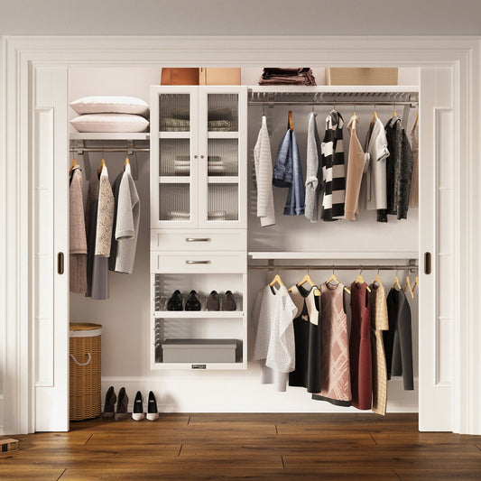 Solid Wood Closet Organizer with 2 Drawers and Doors Shaker - John Louis Home - Closet Organizers