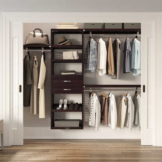 Solid Wood Closet Organizer with 2 Drawers Modern - John Louis Home - Closet Organizers