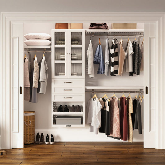 Solid Wood Closet Organizer with 3 Drawers and Doors Shaker - John Louis Home - Closet Organizers