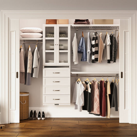 Solid Wood Closet Organizer with 4 Drawers and Doors Shaker - John Louis Home - Closet Organizers