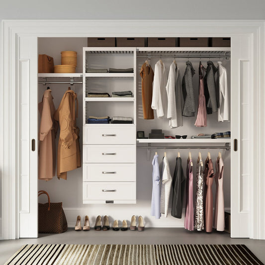 Solid Wood Closet Organizer with 4 Drawers Shaker - John Louis Home - Closet Organizers