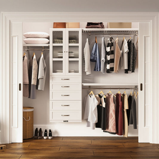 Solid Wood Closet Organizer with 5 Drawers and Doors Shaker - John Louis Home - Closet Organizers