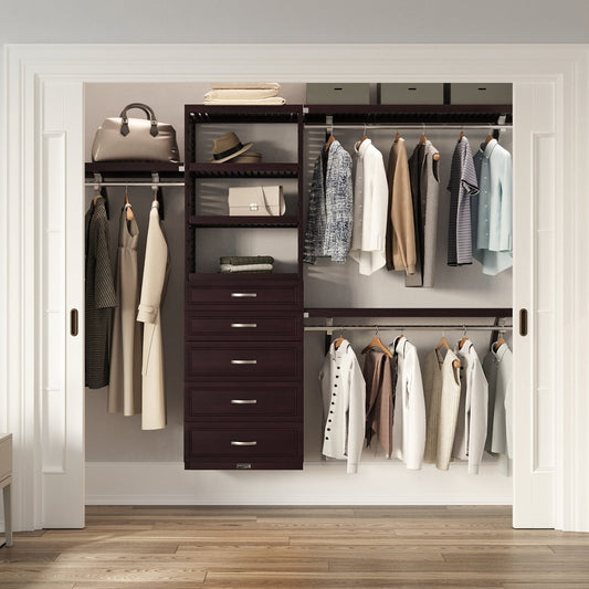 Solid Wood Closet Organizer with 5 Drawers Modern - John Louis Home - Closet Organizers