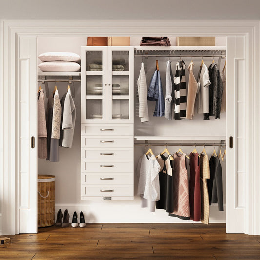 Solid Wood Closet Organizer with 6 Drawers and Doors Shaker - John Louis Home - Closet Organizers