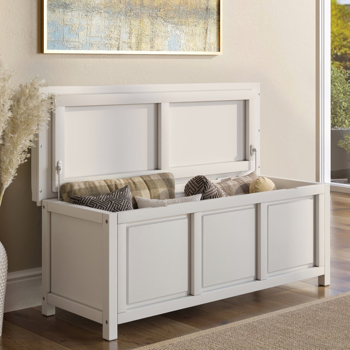 Solid Wood Open Top Storage Bench - John Louis Home - Storage & Entryway Benches