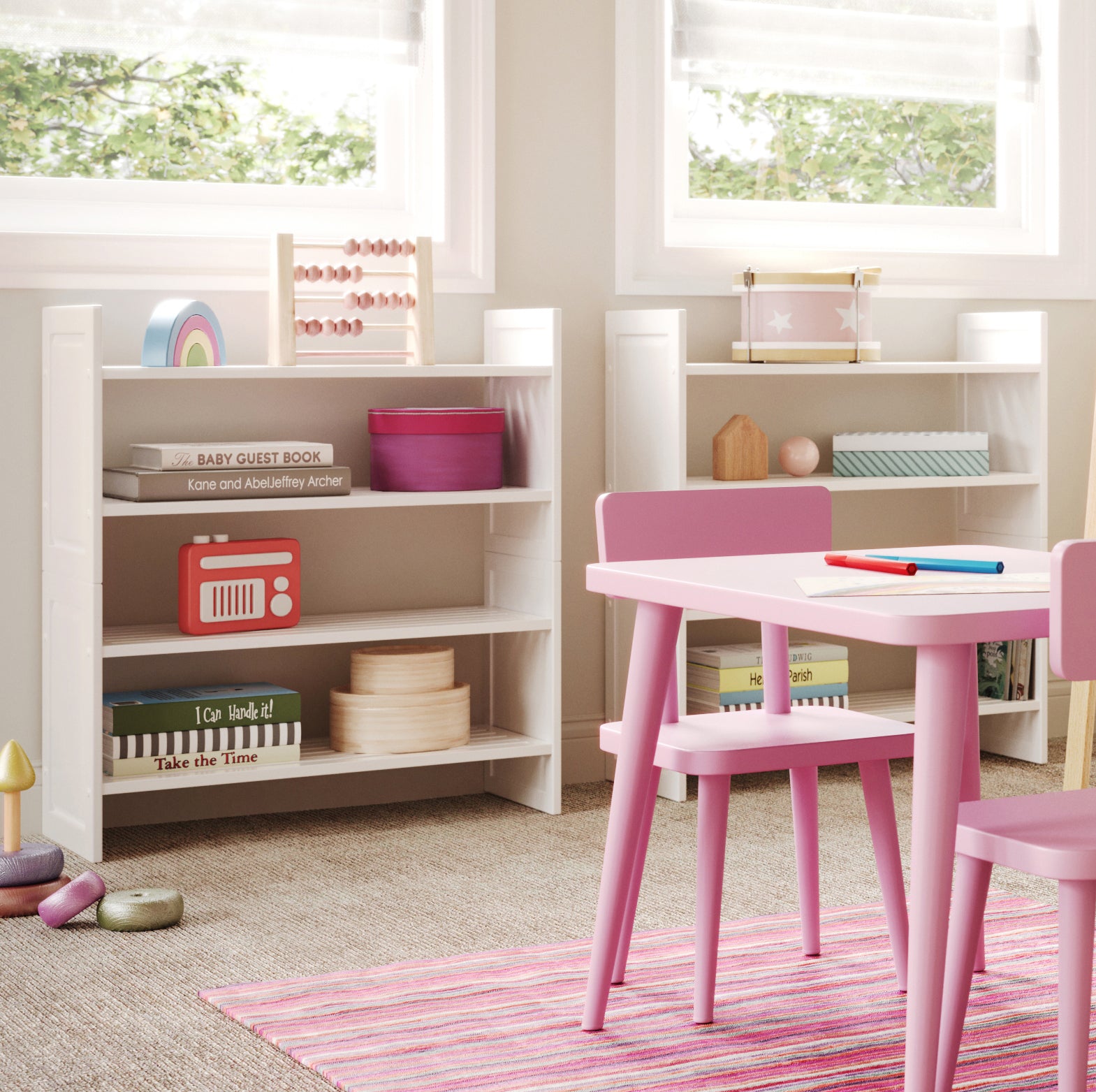 stackable shelving in playroom comparison