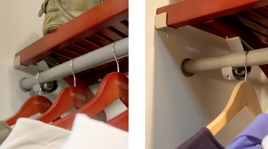 Hanger shelf placement for each shelf depth