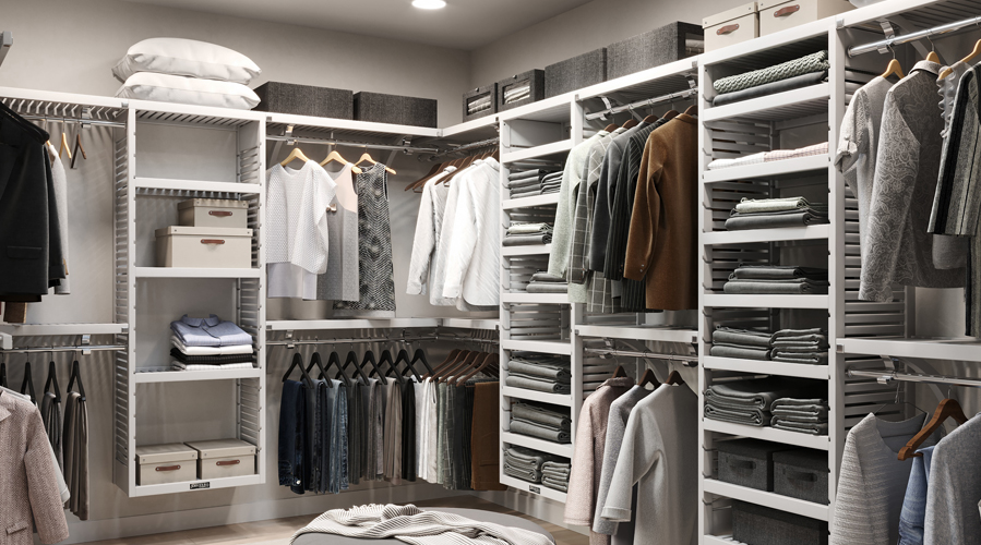 how to design a custom White solid wood master closet organizer