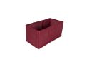 3/4 view of half rectangle burgundy tweed storage bin with chrome handle on white background