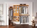 John Louis Home closet organizer in bedroom closet with 2 drawers and glass doors
