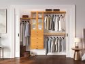 John Louis Home closet organizer in bedroom closet with 5 drawers and glass doors