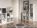 Room featuring white rug, and multiple cube storage organizers configured for a custom storage solution.