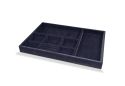 Empty black velvet John Louis Home jewelry organizer tray on a white background.
