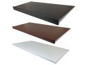 Three foot wide renew wire shelf covers in three colors of espresso, mahogany and white displayed on a white background