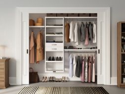 John Louis Home shaker closet organizer in bedroom closet with 2 drawers
