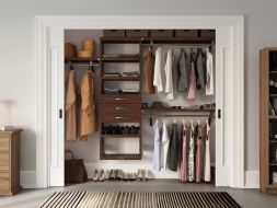 John Louis Home closet organizer in bedroom closet with 3 drawers