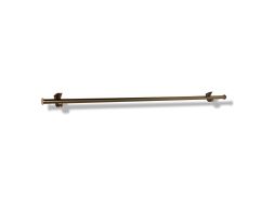 John Louis Home 6ft satin nickel bar kit with J-hooks to be added to a wooden shelf for hanging clothes shown on a white background