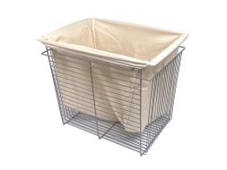 A John Louis Home 20 inch deep wire laundry basket with a canvas liner against a white background