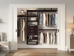 John Louis Home closet organizer in bedroom closet with 3 drawers
