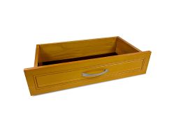 A solid wood John Louis Home drawer with a modern styled drawer face featuring a felt bottom shown on a white background
