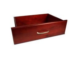 A solid wood John Louis Home 16 in. deep drawer with a traditional flat styled drawer face featuring a felt bottom shown on a white background