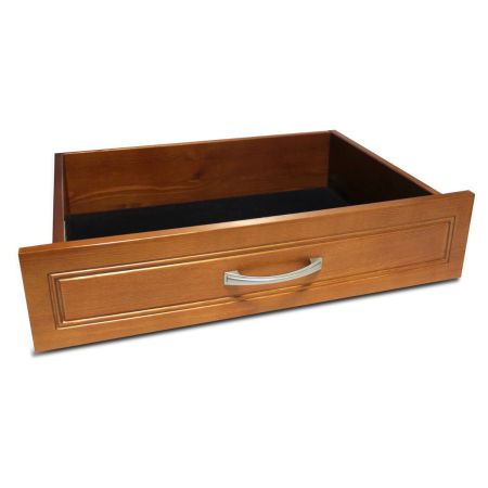 16in. x 6in. Woodcrest Drawer Caramel finish drawer handle closeup