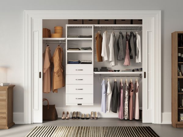 John Louis Home closet organizer in bedroom closet with 4 drawers