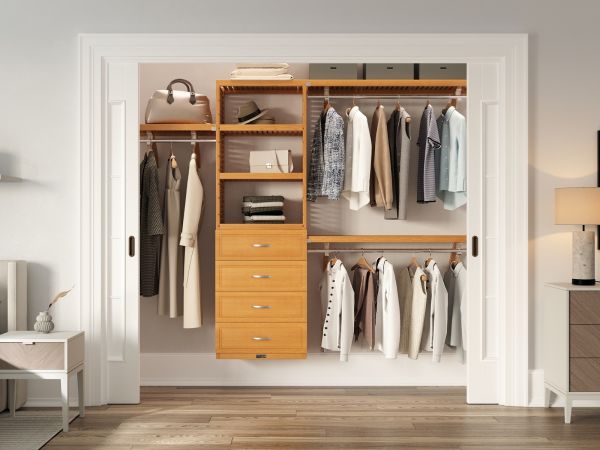 John Louis Home closet organizer in bedroom closet with 4 drawers