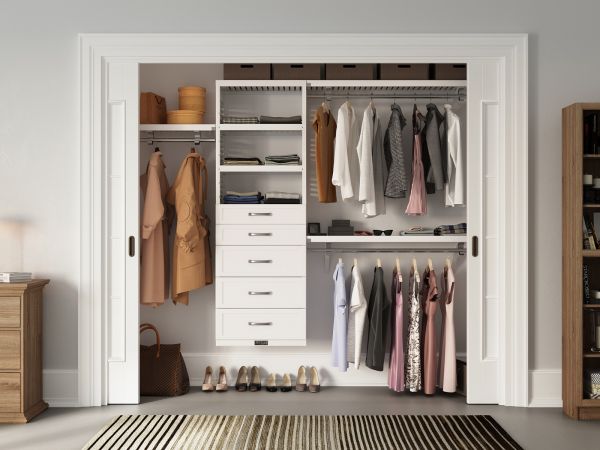 John Louis Home closet organizer in bedroom closet with 5 drawers