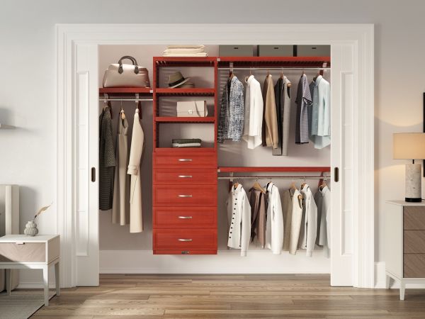 John Louis Home closet organizer in bedroom closet with 5 drawers
