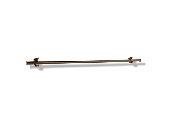 John Louis Home 6ft satin nickel bar kit with J-hooks to be added to a wooden shelf for hanging clothes shown on a white background