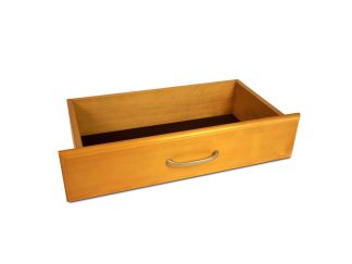 A solid wood John Louis Home 12 in. deep drawer with a traditional flat styled drawer face featuring a felt bottom shown on a white background