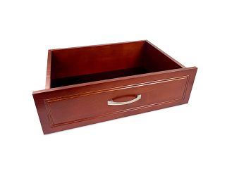 A solid wood John Louis Home 16in deep drawer with a modern styled drawer face featuring a felt bottom shown on a white background