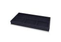 An empty rectangular black velvet John Louis Home organizer valet tray on a white background.