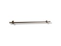 John Louis Home 6ft satin nickel bar kit with J-hooks to be added to a wooden shelf for hanging clothes shown on a white background