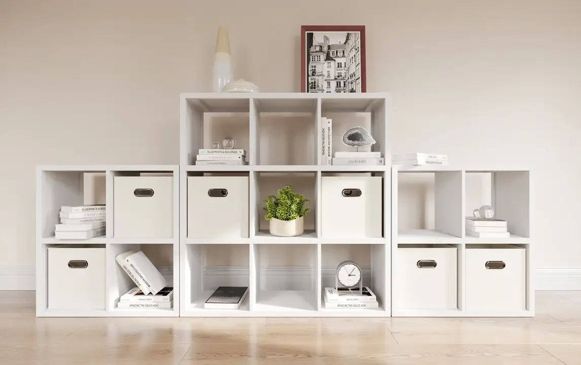 Video of how you can use multiple a John Louis Home cube organizers to create your own custom storage solution.