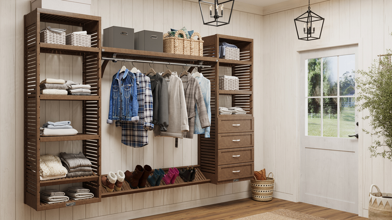 Video of how to a John Louis Home to design your closet and home with John Louis Home shelves, towers and accessories